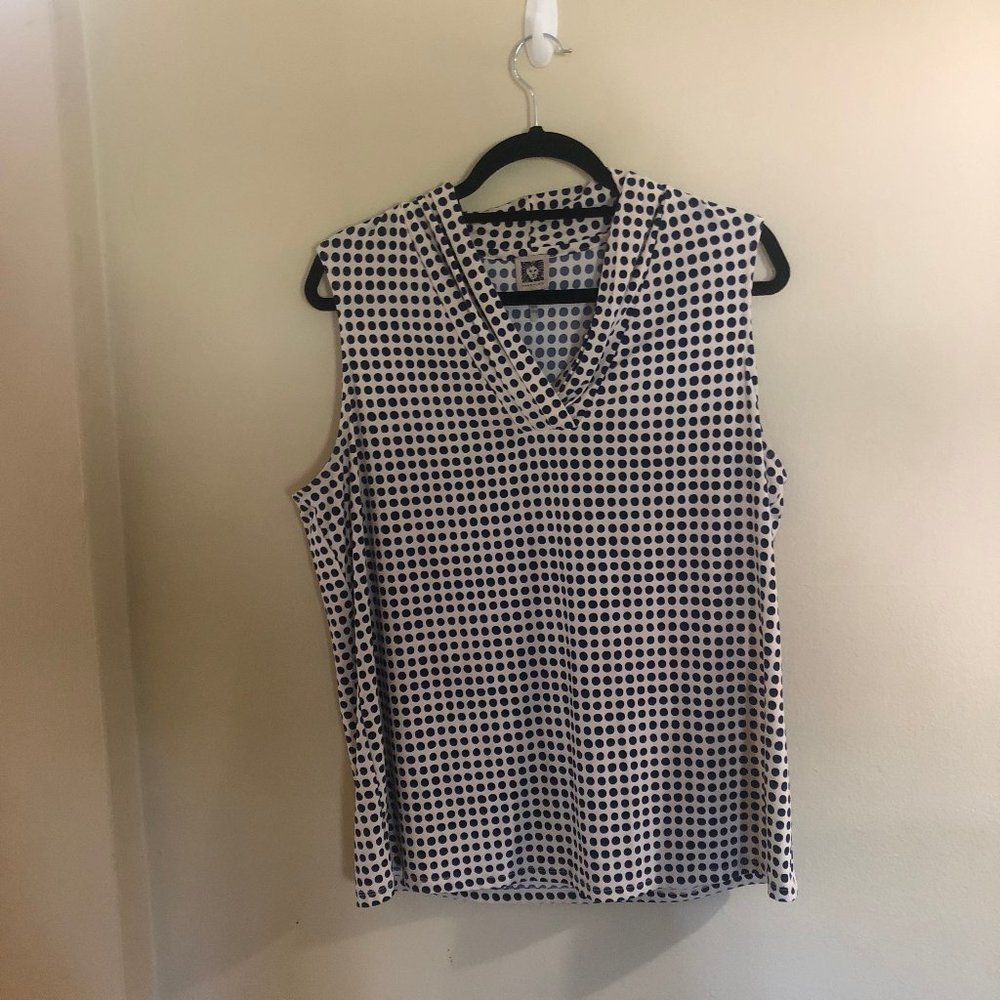Anne Klein  polkadot sleeveless blouse (1X)